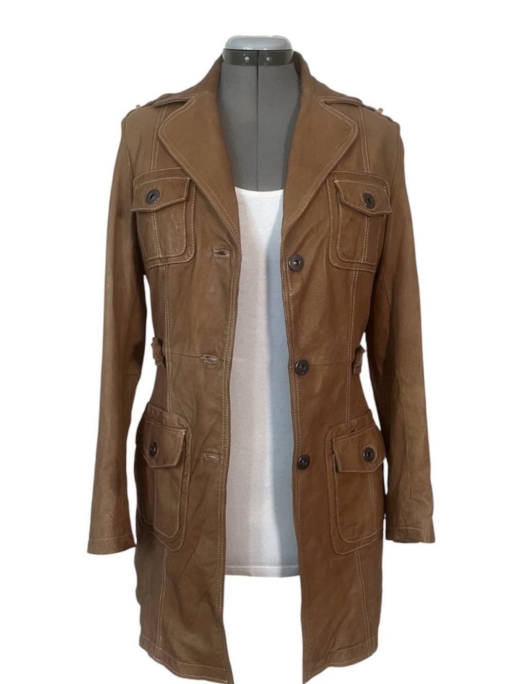 Vintage Maze Leather Coat tan M
